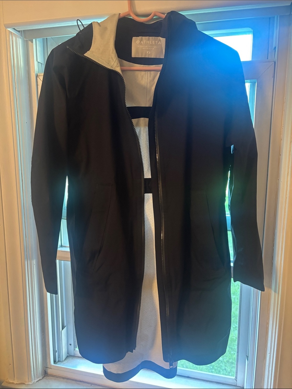 Athleta Black Hooded rainCoat